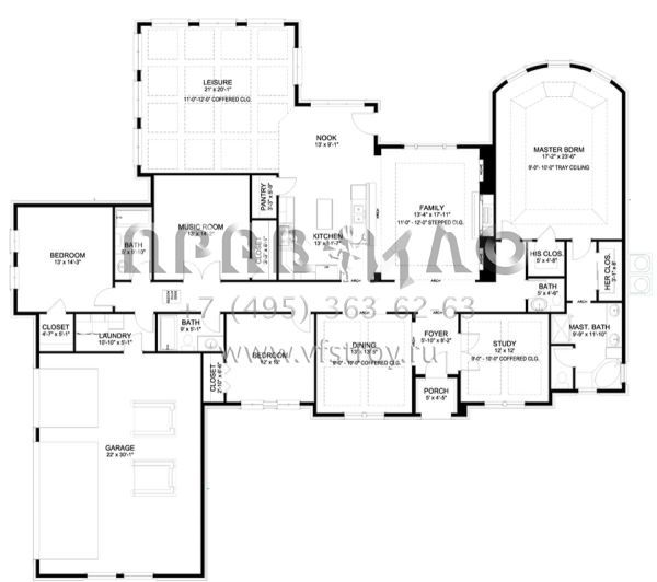 Проект одноэтажного дома с гаражом на две машины в английском стиле S5-299 (9940-00007)