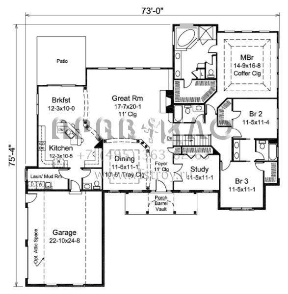Проект одноэтажного дома с гаражом на две машины в английском стиле S5-261 (5633-00216)