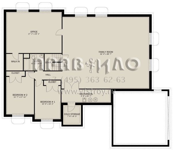 Проект одноэтажного дома с гаражом на две машины в стиле Ранчо S5-230 (2802-00227)