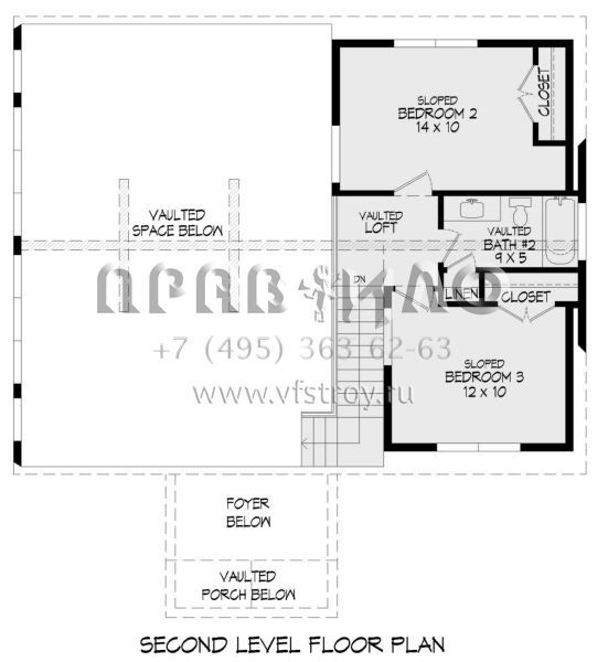 Проект двухэтажного дома без гаража в стиле Шале S5-171 (940-00843)
