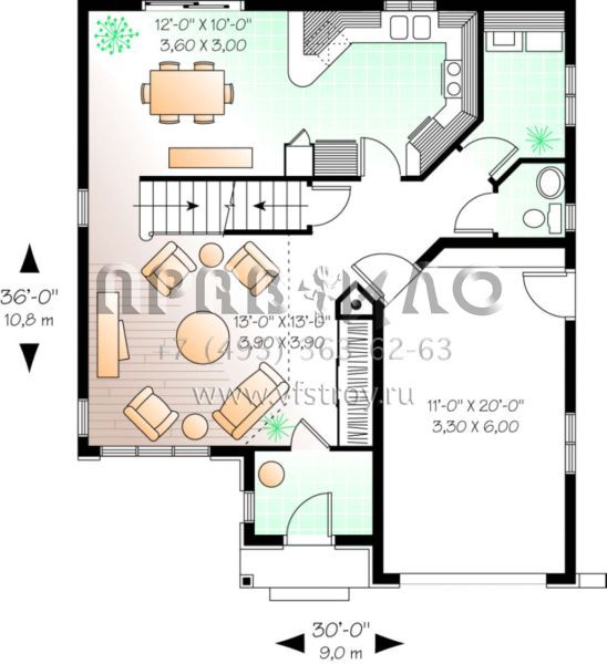 Проект двухэтажного дома с гаражом на одну машину в английском стиле S5-139 (034-00037)
