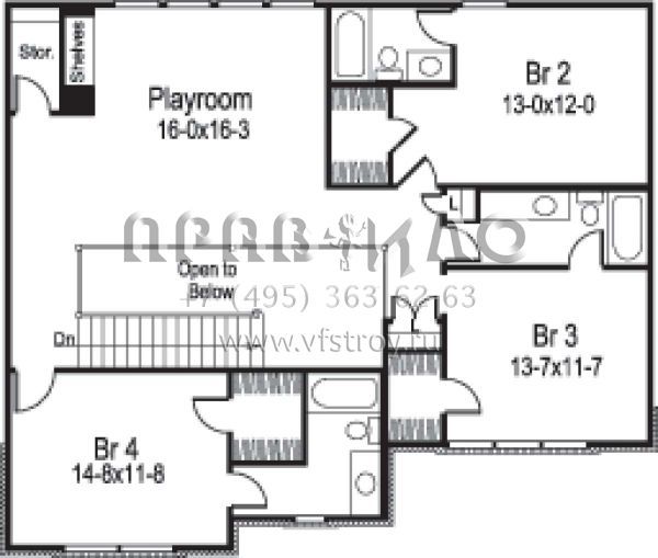 Проект двухэтажного дома с гаражом на три и более машин в стиле Ранчо S5-341 (5633-00160)