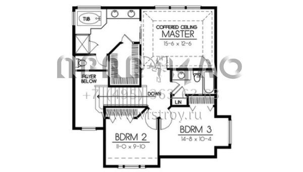 Проект двухэтажного дома с гаражом на три и более машин в стиле Ранчо S5-212 (692-00073)