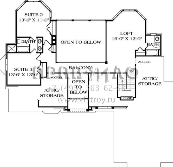 Проект двухэтажного дома с гаражом на две машины в стиле Ранчо S5-427 (3323-00324)