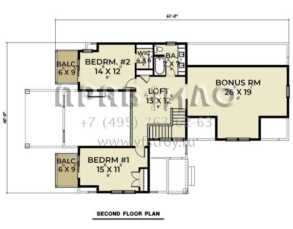 Проект двухэтажного дома с гаражом на две машины в американском стиле S5-220 (2464-00055)