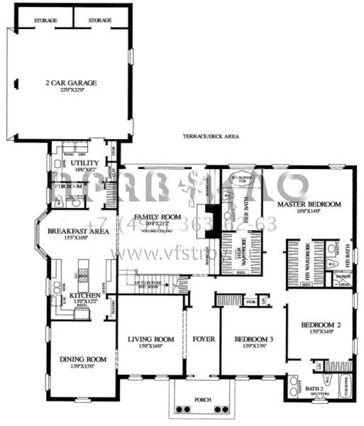 Проект одноэтажного дома с гаражом на две машины в стиле Ранчо S5-267 (7922-00138)