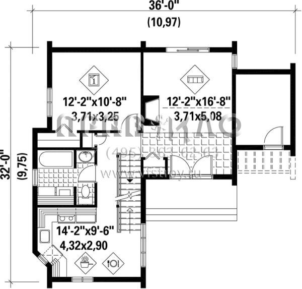 Проект двухэтажного дома без гаража в современном стиле S5-97 (6146-00158)