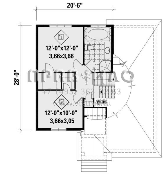 Проект одноэтажного дома с гаражом на одну машину в стиле Ранчо S5-105 (6146-00475)