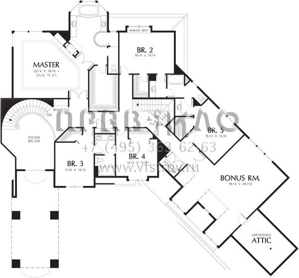 Проект двухэтажного дома с гаражом на три и более машин в американском стиле S5-480 (2559-00572)