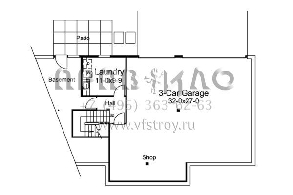 Проект одноэтажного дома с гаражом на три и более машин в стиле Ранчо S5-222 (5633-00260)
