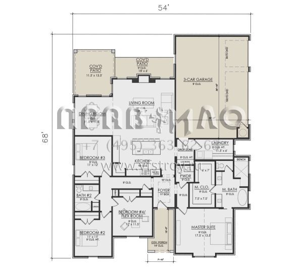 Проект одноэтажного дома с гаражом на три и более машин в современном стиле S5-208 (7071-00013)