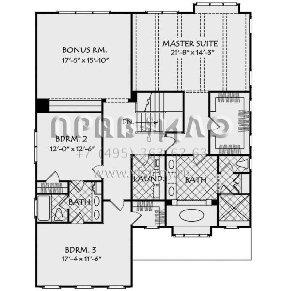Проект двухэтажного дома с гаражом на две машины в стиле Ранчо S5-298 (8594-00210)