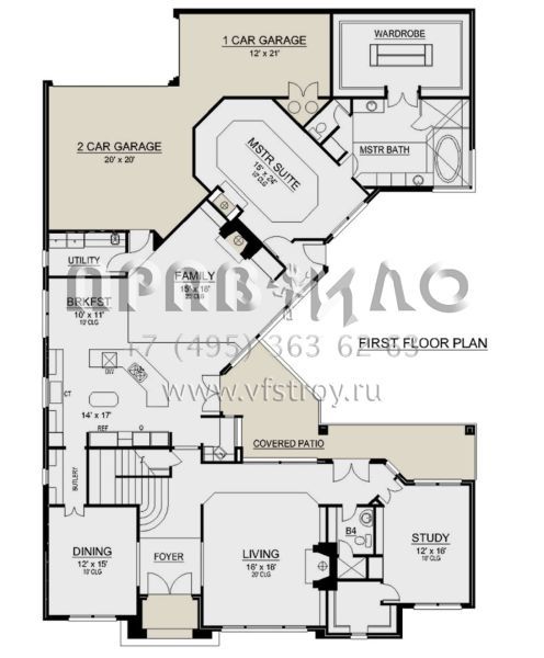 Проект двухэтажного дома с гаражом на три и более машин в английском стиле S5-459 (5445-00346)