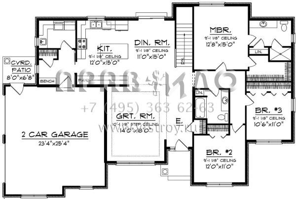Проект одноэтажного дома с гаражом на две машины в стиле Ранчо S5-169 (1020-00141)