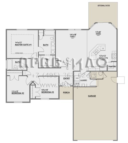 Проект одноэтажного дома с гаражом на две машины в стиле Ранчо S5-130 (8768-00029)