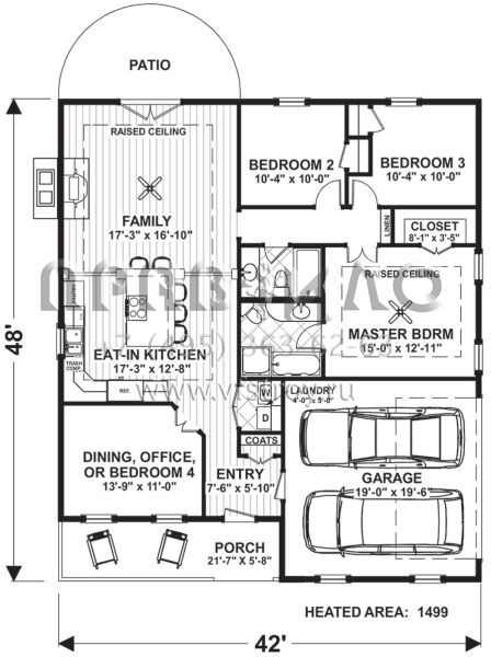 Проект одноэтажного дома с гаражом на две машины в американском стиле S5-139 (036-00250)