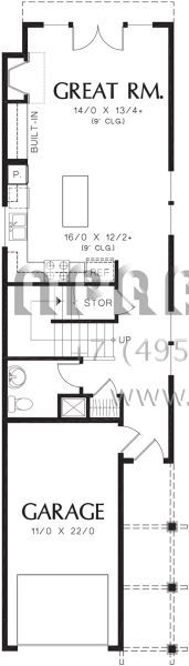 Проект двухэтажного дома с гаражом на одну машину для узких участков S5-146 (2559-00207)