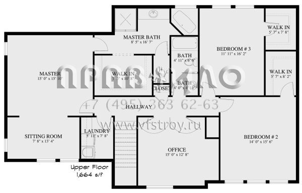 Проект двухэтажного дома с подвалом и гаражом на три машины S5-266 (2802-00005)