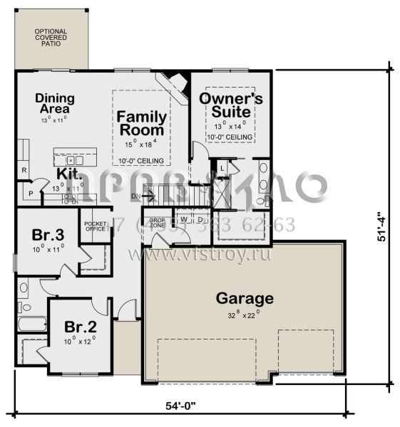 Проект одноэтажного дома с гаражом на три и более машин в современном стиле S5-149 (402-01721)