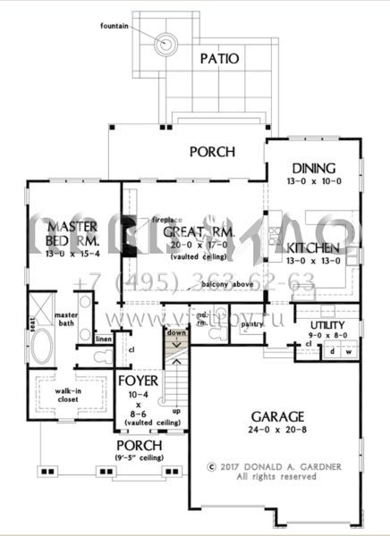 Проект двухэтажного дома с гаражом на две машины в стиле Ранчо S5-196 (2865-00036)