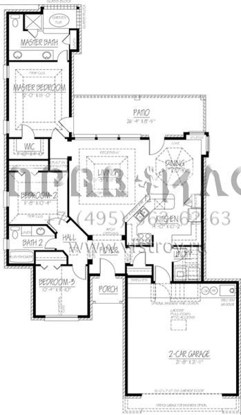 Проект одноэтажного дома с гаражом на две машины в стиле Ранчо S5-149 (1754-00019)