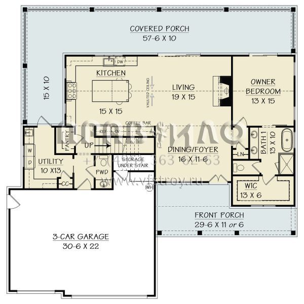 Проект двухэтажного дома с гаражом на три и более машин в современном стиле S5-187 (4195-00058)