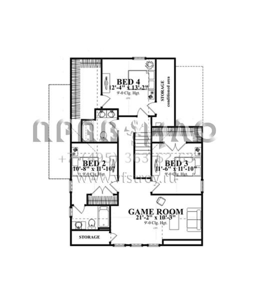 Проект двухэтажного дома с гаражом на две машины в американском стиле S5-252 (1070-00249)