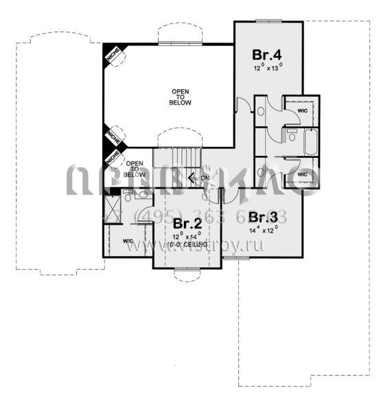 Проект двухэтажного дома с гаражом на три и более машин в стиле Ранчо S5-302 (402-01536)