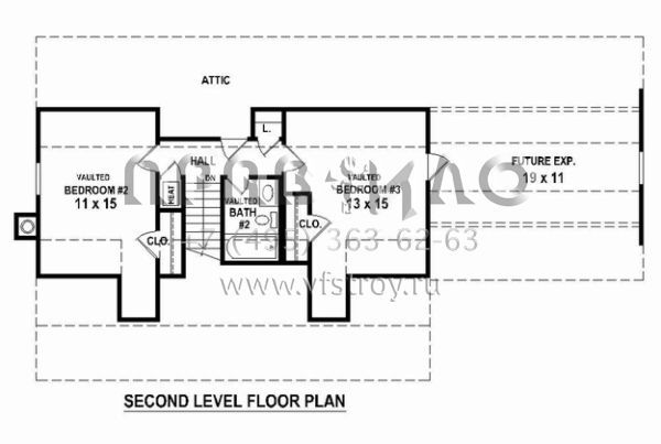 Проект двухэтажного дома с гаражом на две машины в стиле Ранчо S5-143 (053-02573)