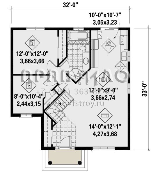 Проект одноэтажного дома без гаража в стиле Ранчо S5-91 (6146-00467)