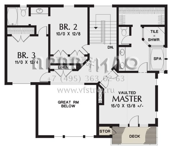 Проект двухэтажного дома с гаражом на три и более машин в американском стиле S5-319 (2559-00901)