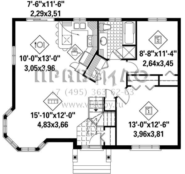 Проект одноэтажного дома без гаража в стиле Ранчо S5-94 (6146-00317)