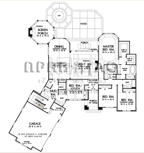 Проект одноэтажного дома с гаражом на две машины в стиле Ранчо S5-219 (2865-00167)