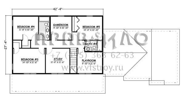 Проект двухэтажного дома с гаражом на две машины в стиле Ранчо S5-235 (526-00053)