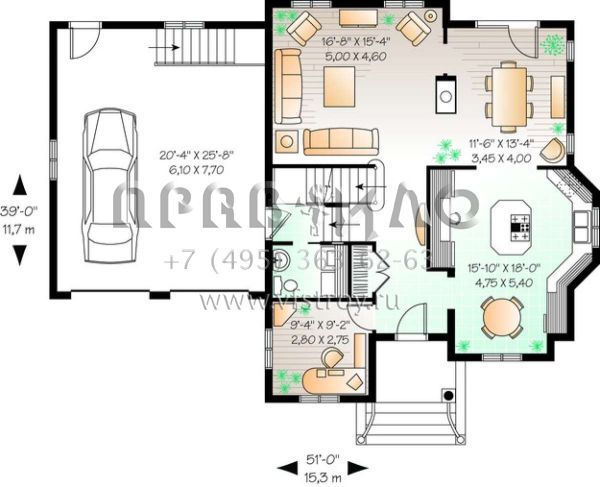 Проект двухэтажного дома с гаражом на две машины в английском стиле S5-194 (034-00731)