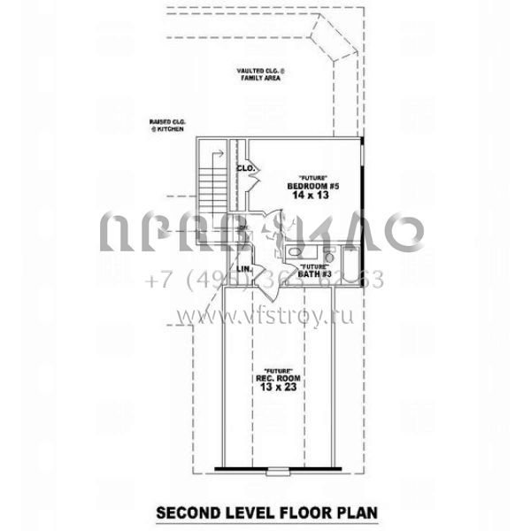 Проект двухэтажного дома с гаражом на три и более машин в стиле Ранчо S5-245 (053-01905)