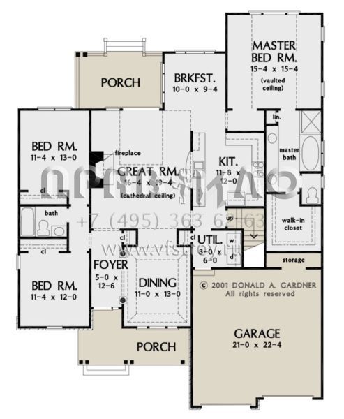 Проект одноэтажного дома с гаражом на две машины в американском стиле S5-173 (2865-00153)