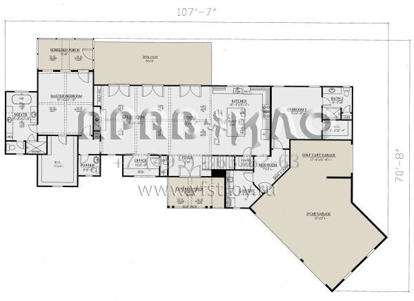 Проект двухэтажного дома с гаражом на три и более машин в стиле Ранчо S5-281 (286-00072)