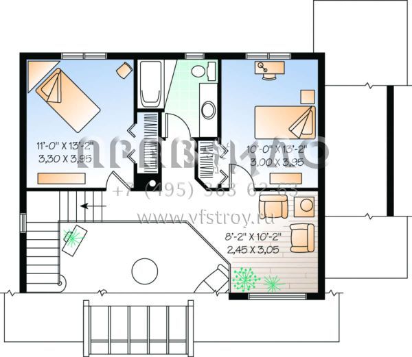 Проект двухэтажного дома без гаража в современном стиле S5-148 (034-00118)
