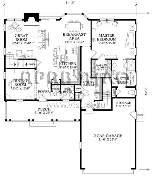 Проект двухэтажного дома с гаражом на две машины в стиле Ранчо S5-247 (7922-00224)