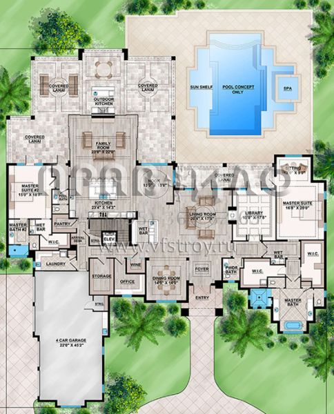 Проект двухэтажного дома с гаражом на три и более машин в современном стиле S5-678 (207-00026)
