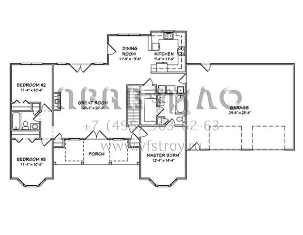Проект одноэтажного дома с гаражом на две машины в классическом стиле S5-142 (849-00006)