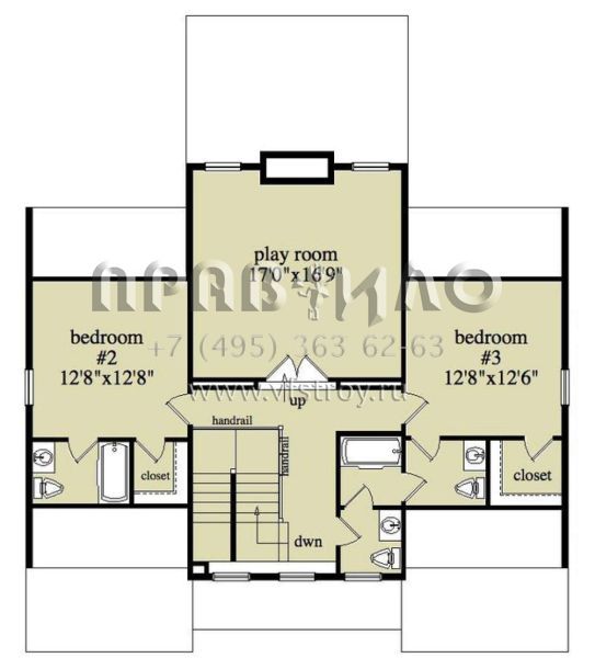 Проект двухэтажного дома без гаража в стиле Ранчо S5-231 (957-00029)