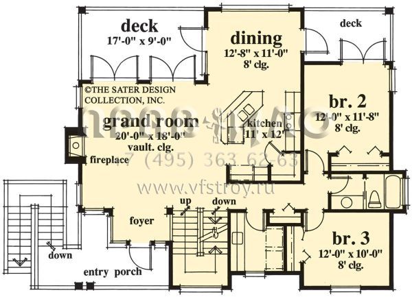 Проект трехэтажного дома с гаражом на две машины в стиле Ранчо S5-172 (8436-00080)