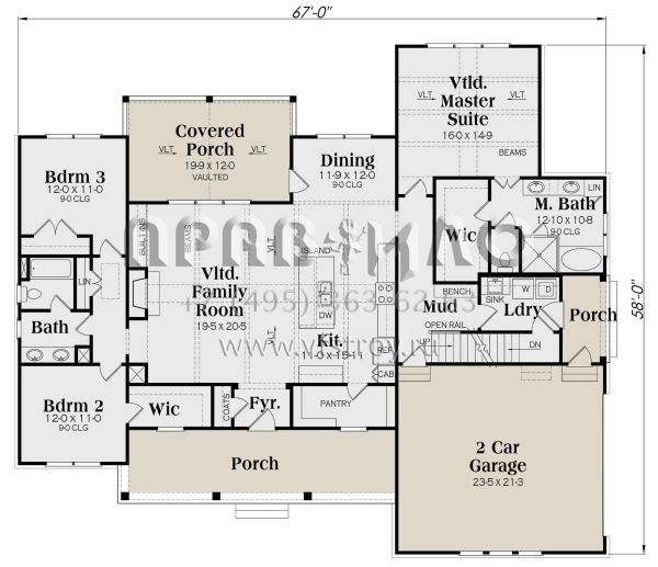 Проект одноэтажного дома с гаражом на две машины в современном стиле S5-192 (009-00290)