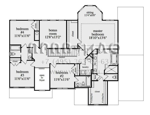 Проект двухэтажного дома с гаражом на три и более машин в стиле Ранчо S5-296 (957-00097)