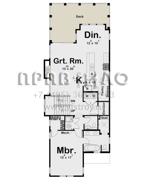 Проект трехэтажного дома с гаражом на одну машину в стиле Ранчо S5-258 (963-00655)