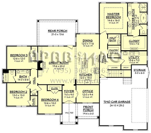 Проект одноэтажного дома с гаражом на две машины в английском стиле S5-245 (041-00159)