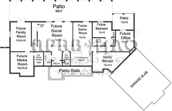Проект одноэтажного дома с гаражом на три и более машин в американском стиле S5-232 (4195-00015)