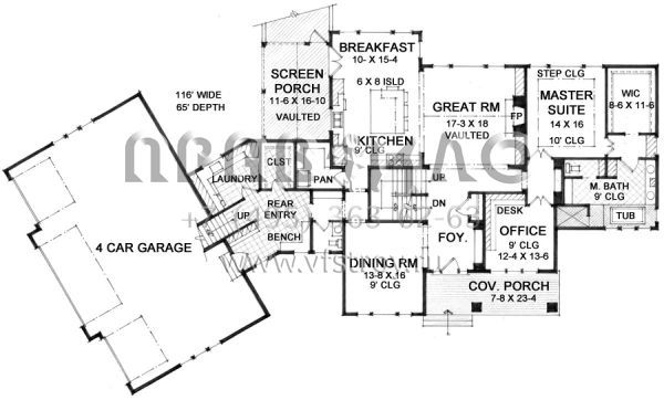 Проект одноэтажного дома с гаражом на три и более машин в американском стиле S5-499 (098-00292)